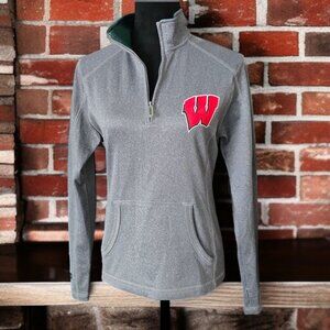 NEW Vintage JANSPORT (SM) Women's Gray Qtr Zip Wisconsin Badgers Sweatshirt